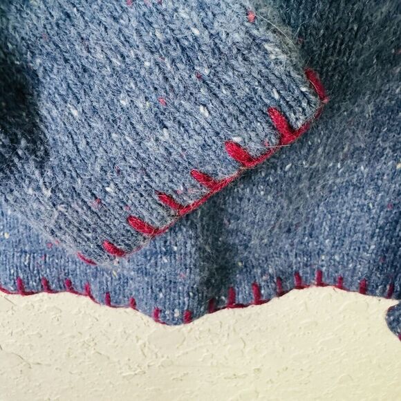 Victoria Jones Petite Christmas Sweater Women's Size PM Full Zip Snowmen Blue - Picture 11 of 13